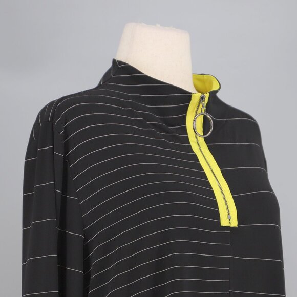 IC BY CONNIE K Colorblock Pinstripe Quarter Zip Tunic Top Yellow Black Size XXL - Picture 3 of 7